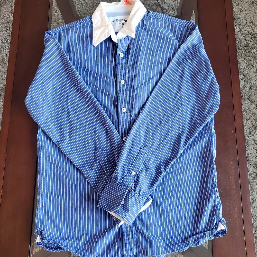 American Eagle Outfitters Vintage Blue Mens Dress Shirt